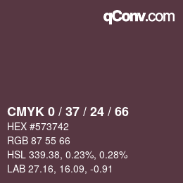 カラーコード: CMYK 0 / 37 / 24 / 66 | qconv.com