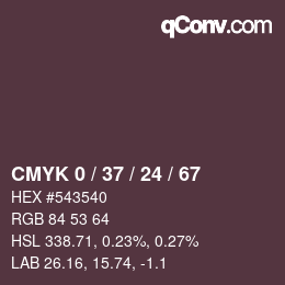 カラーコード: CMYK 0 / 37 / 24 / 67 | qconv.com