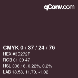 カラーコード: CMYK 0 / 37 / 24 / 76 | qconv.com