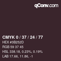 カラーコード: CMYK 0 / 37 / 24 / 77 | qconv.com