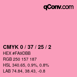 カラーコード: CMYK 0 / 37 / 25 / 2 | qconv.com