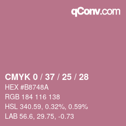 カラーコード: CMYK 0 / 37 / 25 / 28 | qconv.com