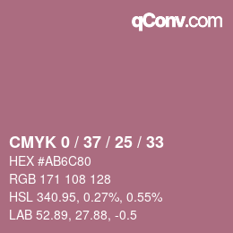 カラーコード: CMYK 0 / 37 / 25 / 33 | qconv.com