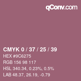カラーコード: CMYK 0 / 37 / 25 / 39 | qconv.com