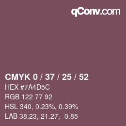 Color code: CMYK 0 / 37 / 25 / 52 | qconv.com