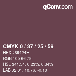 カラーコード: CMYK 0 / 37 / 25 / 59 | qconv.com