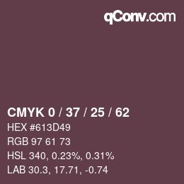 カラーコード: CMYK 0 / 37 / 25 / 62 | qconv.com
