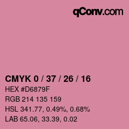 カラーコード: CMYK 0 / 37 / 26 / 16 | qconv.com