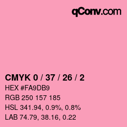 カラーコード: CMYK 0 / 37 / 26 / 2 | qconv.com