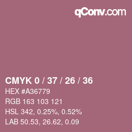カラーコード: CMYK 0 / 37 / 26 / 36 | qconv.com