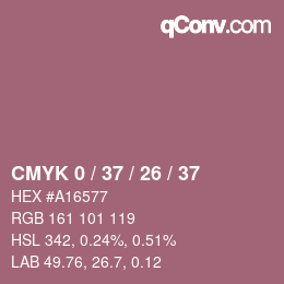 颜色代码: CMYK 0 / 37 / 26 / 37 | qconv.com