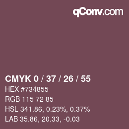 カラーコード: CMYK 0 / 37 / 26 / 55 | qconv.com