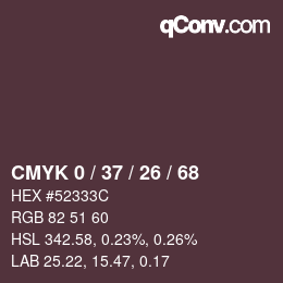 カラーコード: CMYK 0 / 37 / 26 / 68 | qconv.com