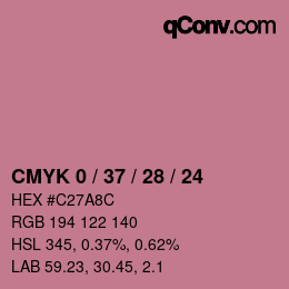 Color code: CMYK 0 / 37 / 28 / 24 | qconv.com