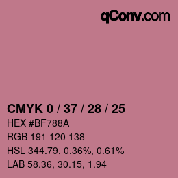 Color code: CMYK 0 / 37 / 28 / 25 | qconv.com