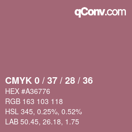 Farbcode: CMYK 0 / 37 / 28 / 36 | qconv.com