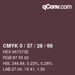 Color code: CMYK 0 / 37 / 28 / 66 | qconv.com