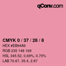 Farbcode: CMYK 0 / 37 / 28 / 8 | qconv.com
