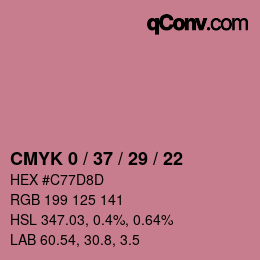 カラーコード: CMYK 0 / 37 / 29 / 22 | qconv.com