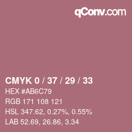 カラーコード: CMYK 0 / 37 / 29 / 33 | qconv.com