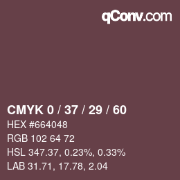 カラーコード: CMYK 0 / 37 / 29 / 60 | qconv.com
