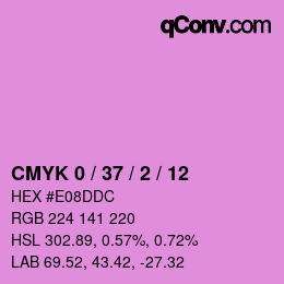 カラーコード: CMYK 0 / 37 / 2 / 12 | qconv.com
