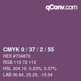 カラーコード: CMYK 0 / 37 / 2 / 55 | qconv.com