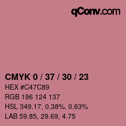 カラーコード: CMYK 0 / 37 / 30 / 23 | qconv.com