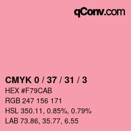 カラーコード: CMYK 0 / 37 / 31 / 3 | qconv.com
