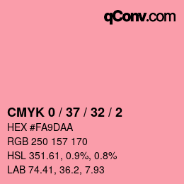 カラーコード: CMYK 0 / 37 / 32 / 2 | qconv.com