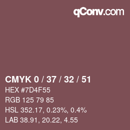 カラーコード: CMYK 0 / 37 / 32 / 51 | qconv.com