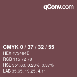 カラーコード: CMYK 0 / 37 / 32 / 55 | qconv.com