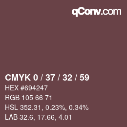 颜色代码: CMYK 0 / 37 / 32 / 59 | qconv.com