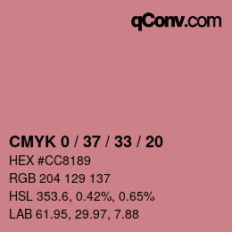 カラーコード: CMYK 0 / 37 / 33 / 20 | qconv.com