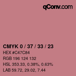 Color code: CMYK 0 / 37 / 33 / 23 | qconv.com