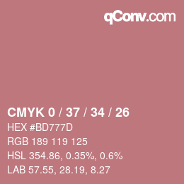 Color code: CMYK 0 / 37 / 34 / 26 | qconv.com