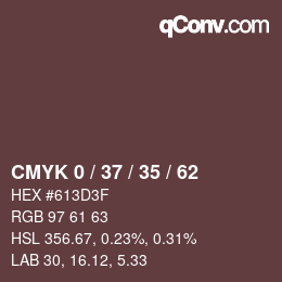 カラーコード: CMYK 0 / 37 / 35 / 62 | qconv.com