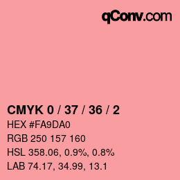 カラーコード: CMYK 0 / 37 / 36 / 2 | qconv.com