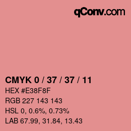 颜色代码: CMYK 0 / 37 / 37 / 11 | qconv.com