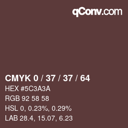 カラーコード: CMYK 0 / 37 / 37 / 64 | qconv.com