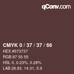 カラーコード: CMYK 0 / 37 / 37 / 66 | qconv.com