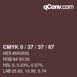 カラーコード: CMYK 0 / 37 / 37 / 67 | qconv.com