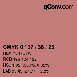 カラーコード: CMYK 0 / 37 / 38 / 23 | qconv.com