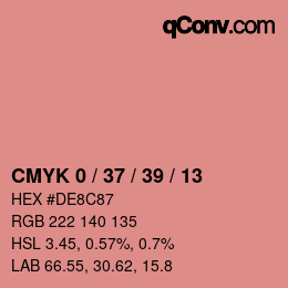 カラーコード: CMYK 0 / 37 / 39 / 13 | qconv.com