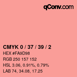 カラーコード: CMYK 0 / 37 / 39 / 2 | qconv.com