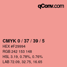 カラーコード: CMYK 0 / 37 / 39 / 5 | qconv.com