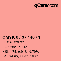 カラーコード: CMYK 0 / 37 / 40 / 1 | qconv.com