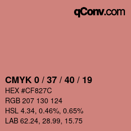 カラーコード: CMYK 0 / 37 / 40 / 19 | qconv.com