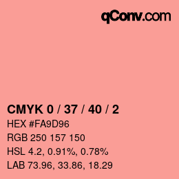カラーコード: CMYK 0 / 37 / 40 / 2 | qconv.com