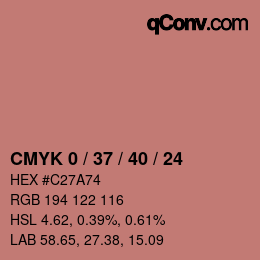 Farbcode: CMYK 0 / 37 / 40 / 24 | qconv.com